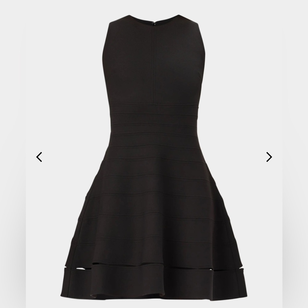 Herve Leger Black Sleeveless Flared Band Detail Mini Dress